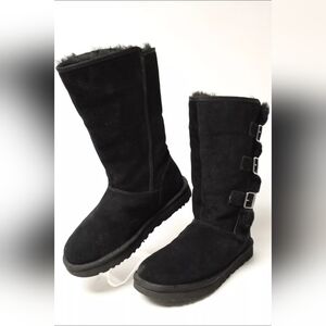 UGG Australia Klea Womens 6 37 Black Sheepskin Suede Winter Boots 1111452